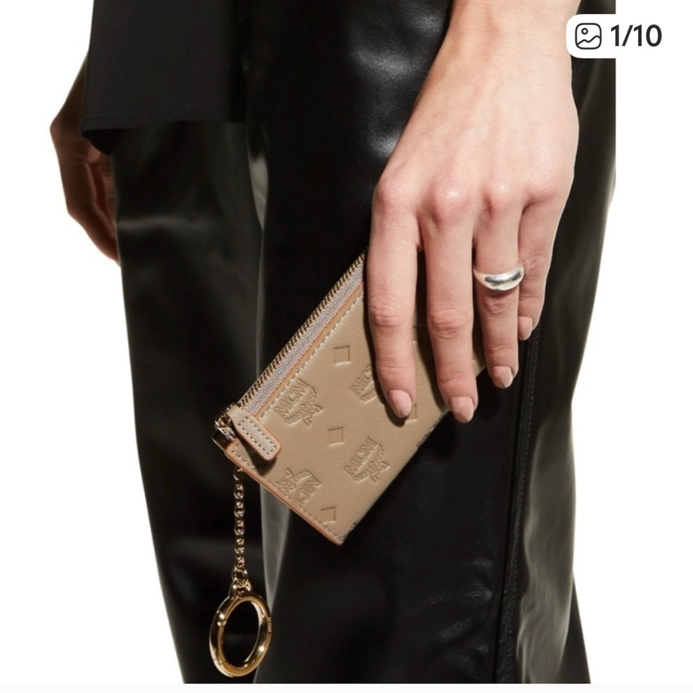 MCM Klara Monogram Zip Mini Wallet: Taupe NEW With Tag!